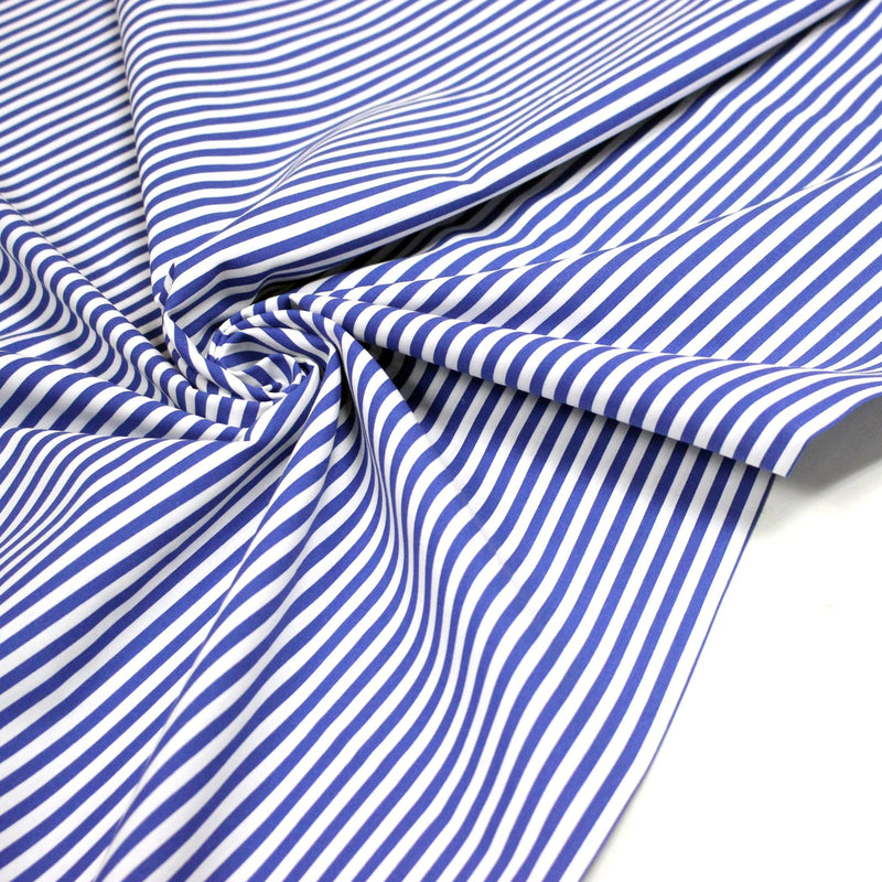 Tissu cotonnade Rayures bleu roi et blanches, 4mm - OEKO - TEX STANDARD 100 - tissuspipi.com