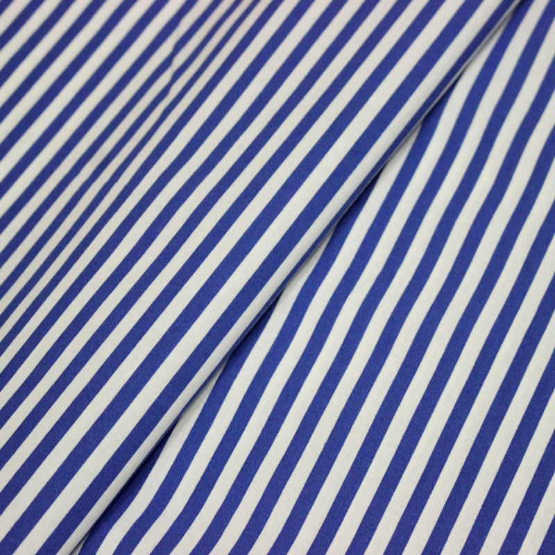 Tissu cotonnade Rayures bleu roi et blanches, 4mm - OEKO - TEX STANDARD 100 - tissuspipi.com