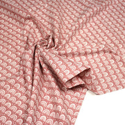 Tissu popeline coton rose indien aux arcs en ciel dessinés blancs - tissuspipi.com