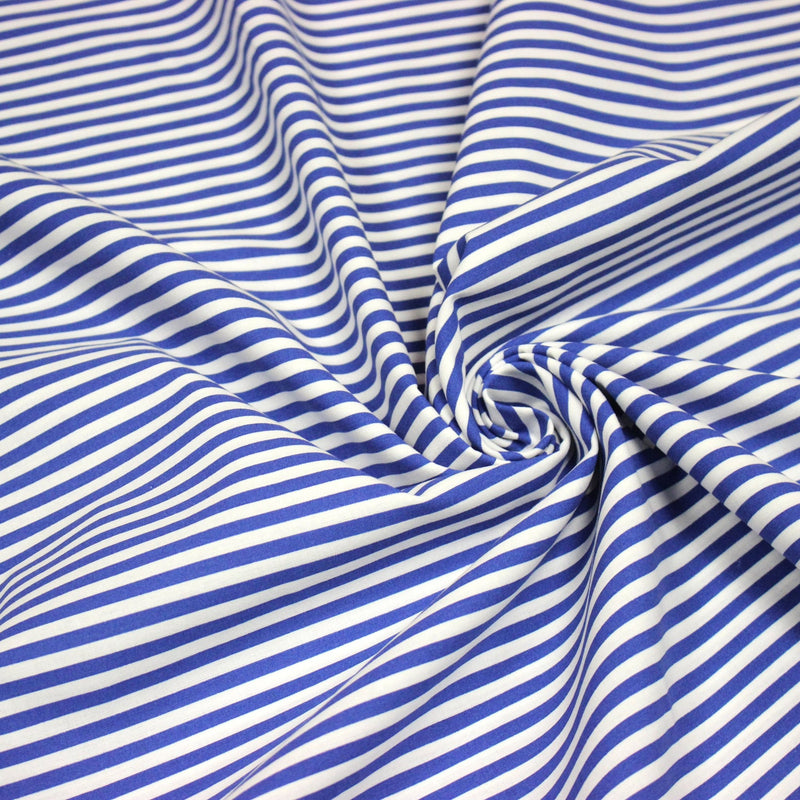Tissu cotonnade Rayures bleu roi et blanches, 4mm - OEKO - TEX STANDARD 100 - tissuspipi.com