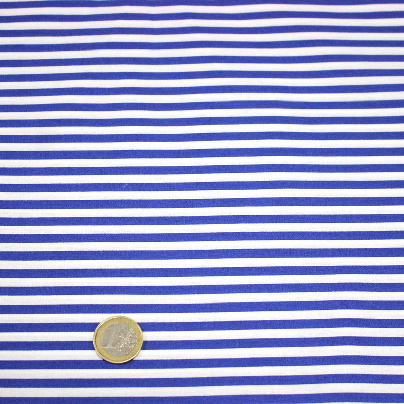 Tissu cotonnade Rayures bleu roi et blanches, 4mm - OEKO - TEX STANDARD 100 - tissuspipi.com