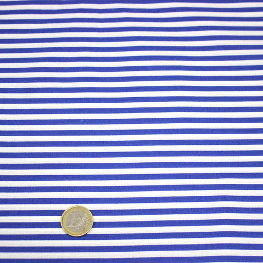 Tissu cotonnade Rayures bleu roi et blanches, 4mm - OEKO - TEX STANDARD 100 - tissuspipi.com