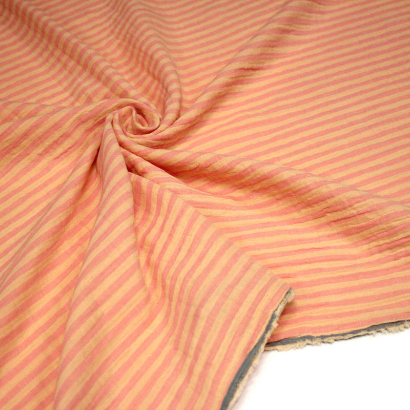 Tissu double gaze coton rayée recto verso : nombreuses couleurs ! OEKO - TEX - tissuspipi.com