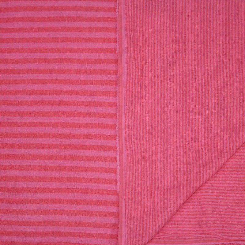 Tissu double gaze coton rayée recto verso : nombreuses couleurs ! OEKO - TEX - tissuspipi.com