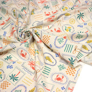 Tissu cotonnade Homards, palmiers et citrons - COLLECTION SICILIA - OEKO - TEX STANDARD 100 - tissuspipi.com