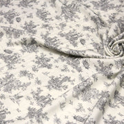 Tissu Viscose fluide motif toile de Jouy grise - COLLECTION POMPADOUR - OEKO - TEX - tissuspipi.com