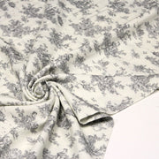 Tissu Viscose fluide motif toile de Jouy grise - COLLECTION POMPADOUR - OEKO - TEX - tissuspipi.com