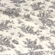 Tissu Viscose fluide motif toile de Jouy grise - COLLECTION POMPADOUR - OEKO - TEX - tissuspipi.com