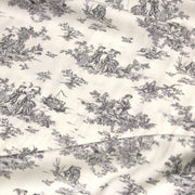 Tissu Viscose fluide motif toile de Jouy grise - COLLECTION POMPADOUR - OEKO - TEX - tissuspipi.com