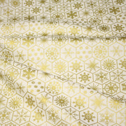 Tissu coton NOËL écru aux hexagones & étoiles des neiges dorés - OEKO - TEX - tissuspipi.com