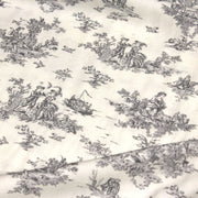 Tissu Viscose fluide motif toile de Jouy grise - COLLECTION POMPADOUR - OEKO - TEX - tissuspipi.com