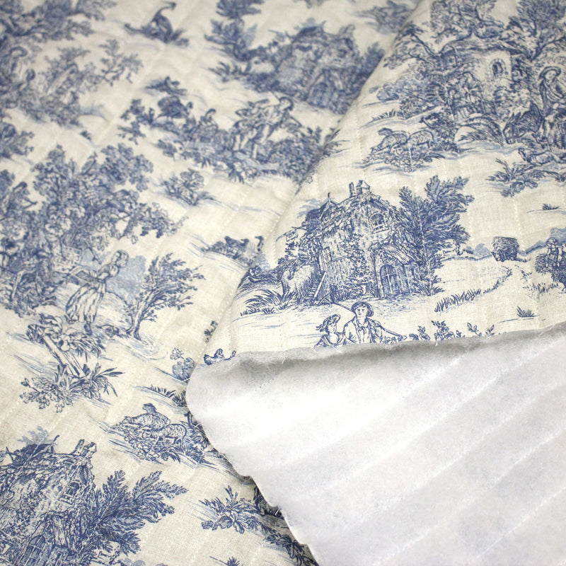 Tissu matelassé TOILE DE JOUY : trois motifs, deux couleurs, cinq tissus ! - tissuspipi.com