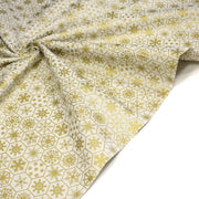 Tissu coton NOËL écru aux hexagones & étoiles des neiges dorés - OEKO - TEX - tissuspipi.com