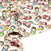 Tissu popeline coton aux petits filles façon bande dessinée - tissuspipi.com