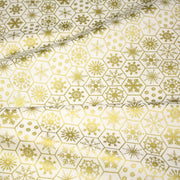 Tissu coton NOËL écru aux hexagones & étoiles des neiges dorés - OEKO - TEX - tissuspipi.com