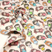 Tissu popeline coton aux petits filles façon bande dessinée - tissuspipi.com