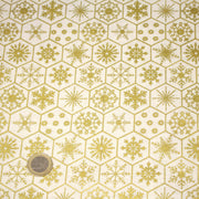 Tissu coton NOËL écru aux hexagones & étoiles des neiges dorés - OEKO - TEX - tissuspipi.com