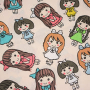Tissu popeline coton aux petits filles façon bande dessinée - tissuspipi.com