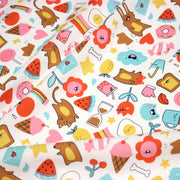 Tissu cotonnade Bubble gum et friandises multicolores - OEKO - TEX STANDARD 100 - tissuspipi.com