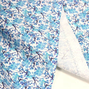 Tissu cotonnade fleuri japonais MINI SAKURA bleu turquoise - OEKO - TEX STANDARD 100 - tissuspipi.com
