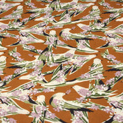 Tissu Viscose fluide OIZEA rouille aux oiseaux et fleurs parme - OEKO - TEX STANDARD 100 - tissuspipi.com
