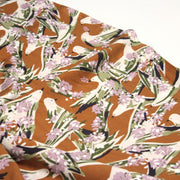 Tissu Viscose fluide OIZEA rouille aux oiseaux et fleurs parme - OEKO - TEX STANDARD 100 - tissuspipi.com