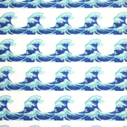 Tissu cotonnade imprimée EMOJI VAGUES HOKUSAI - OEKO - TEX STANDARD 100 - tissuspipi.com