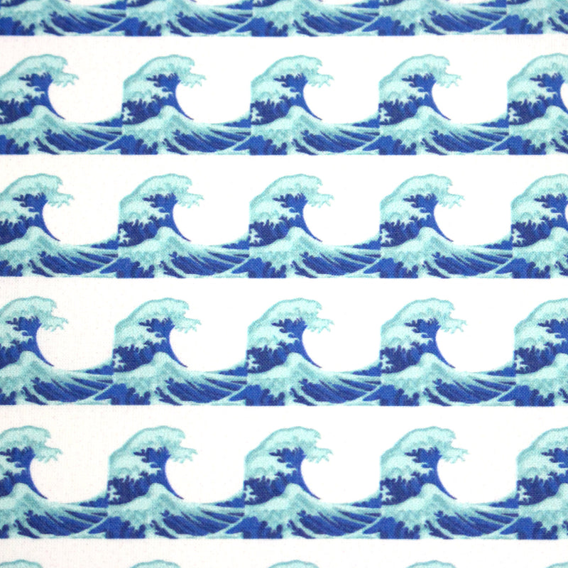 Tissu cotonnade imprimée EMOJI VAGUES HOKUSAI - OEKO - TEX STANDARD 100 - tissuspipi.com