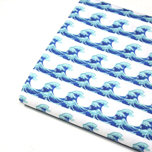 Tissu cotonnade imprimée EMOJI VAGUES HOKUSAI - OEKO - TEX STANDARD 100 - tissuspipi.com