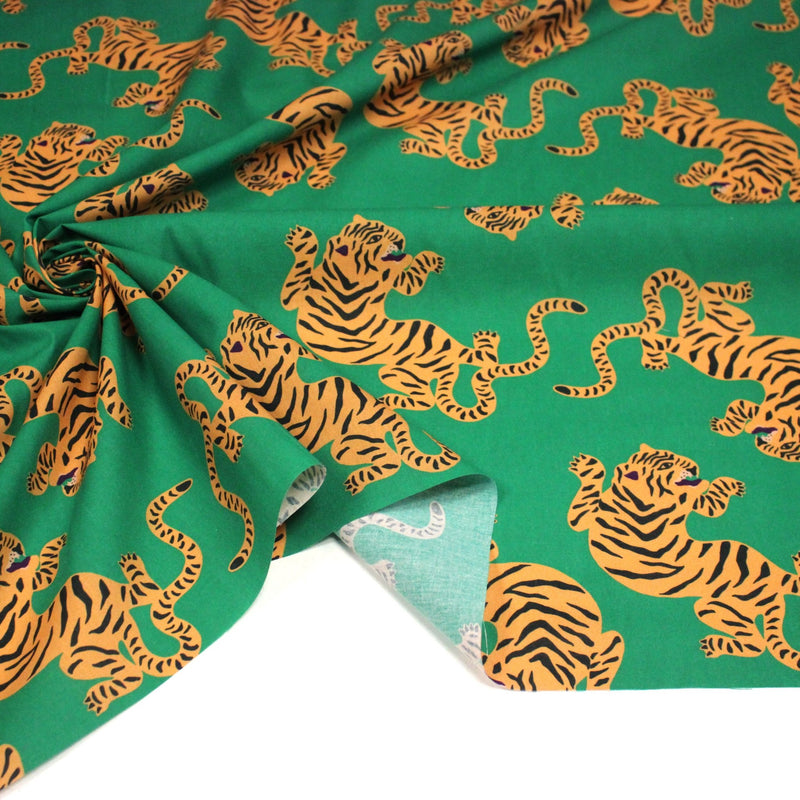Tissu cotonnade TIGRUS BENGALIS, tigres et nombreuses couleurs - OEKO - TEX STANDARD 100 - tissuspipi.com