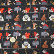 Tissu coton NOËL noir aux renards, ours et écureuils - OEKO - TEX - tissuspipi.com