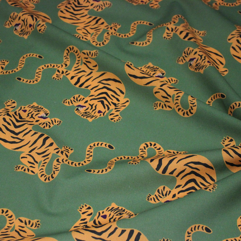 Tissu cotonnade TIGRUS BENGALIS, tigres et nombreuses couleurs - OEKO - TEX STANDARD 100 - tissuspipi.com