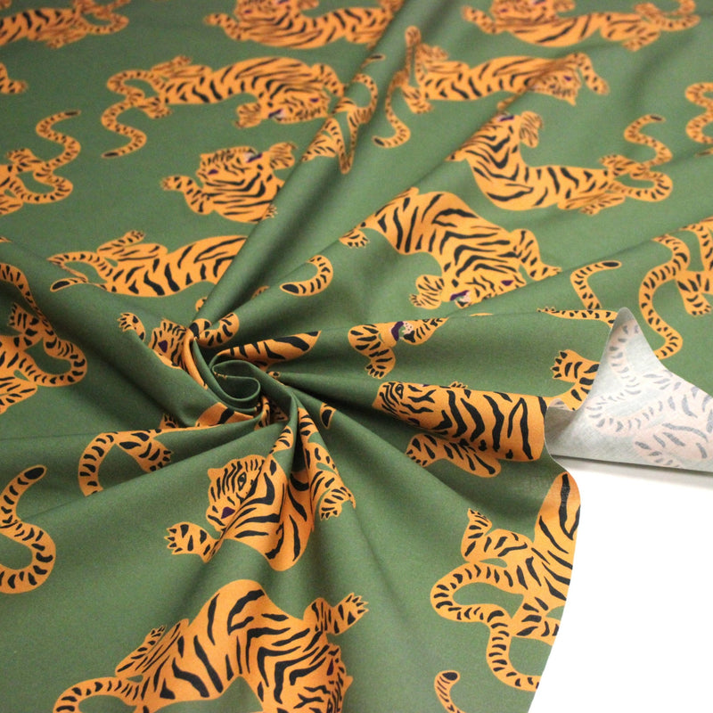 Tissu cotonnade TIGRUS BENGALIS, tigres et nombreuses couleurs - OEKO - TEX STANDARD 100 - tissuspipi.com