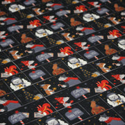 Tissu coton NOËL noir aux renards, ours et écureuils - OEKO - TEX - tissuspipi.com