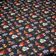 Tissu coton NOËL noir aux renards, ours et écureuils - OEKO - TEX - tissuspipi.com