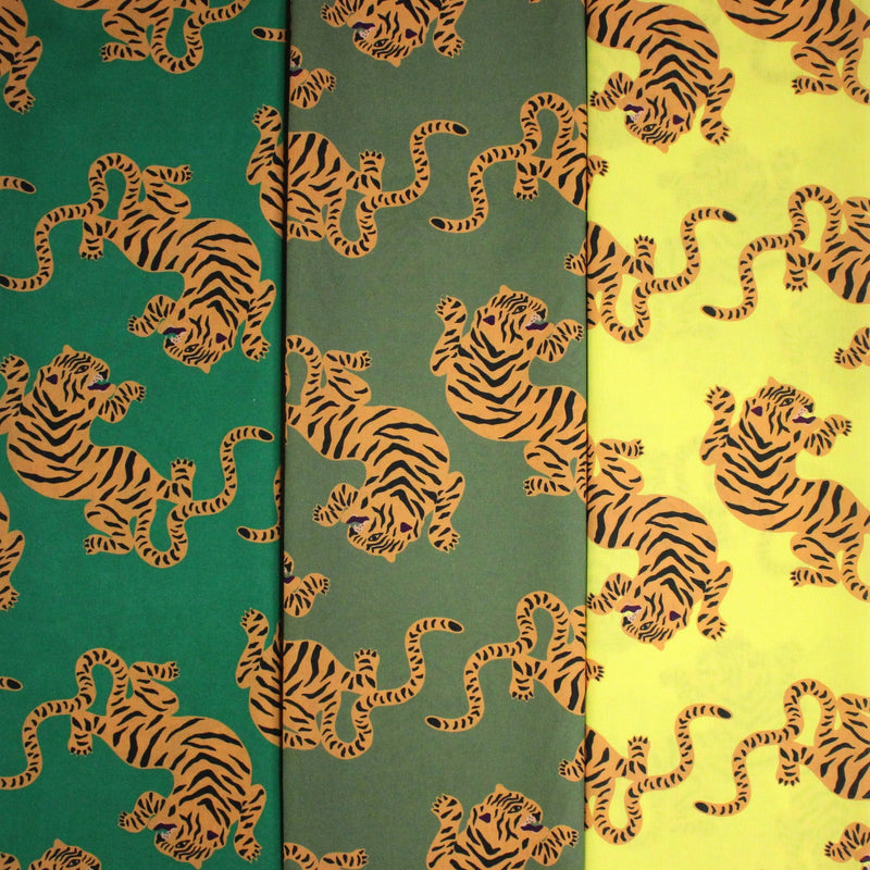 Tissu cotonnade TIGRUS BENGALIS, tigres et nombreuses couleurs - OEKO - TEX STANDARD 100 - tissuspipi.com