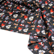 Tissu coton NOËL noir aux renards, ours et écureuils - OEKO - TEX - tissuspipi.com