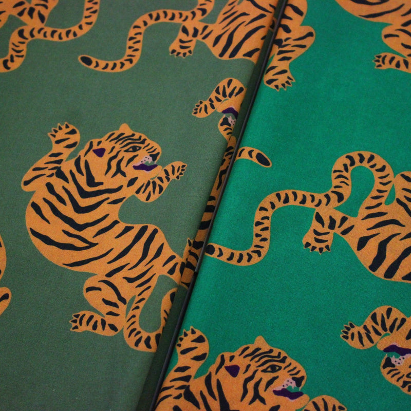 Tissu cotonnade TIGRUS BENGALIS, tigres et nombreuses couleurs - OEKO - TEX STANDARD 100 - tissuspipi.com