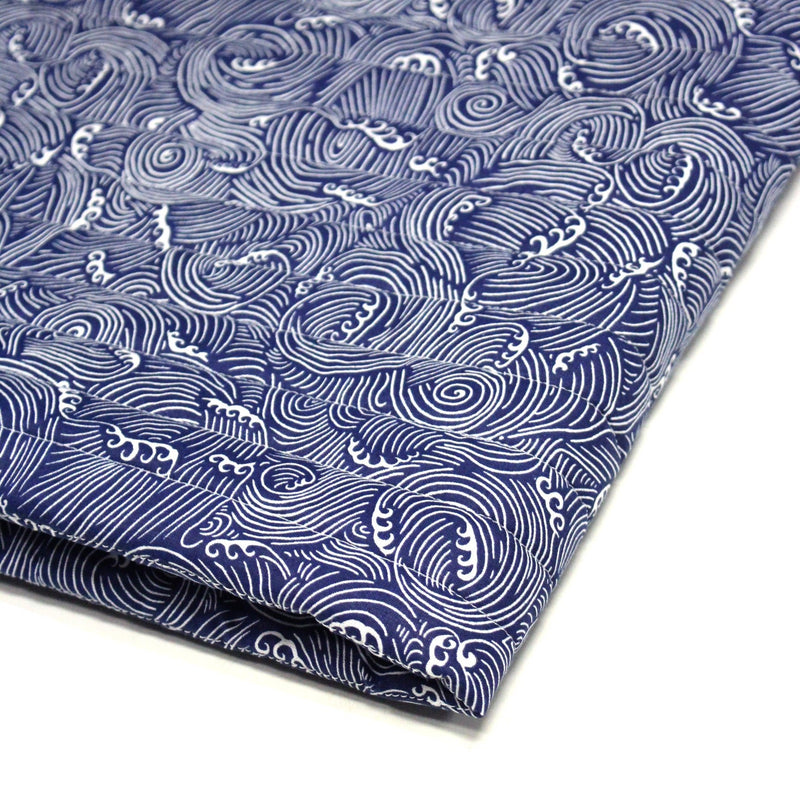 Tissu matelassé Vagues japonaises bleues & blanches, Hokusai - OEKO - TEX - tissuspipi.com