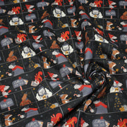 Tissu coton NOËL noir aux renards, ours et écureuils - OEKO - TEX - tissuspipi.com
