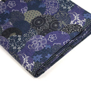 Tissu cotonnade imprimée MARU TO MOYO, cercles de motifs japonais faux - uni bleu indigo - OEKO - TEX - tissuspipi.com