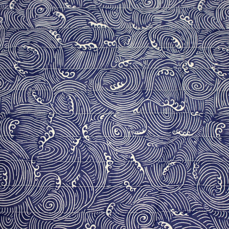 Tissu matelassé Vagues japonaises bleues & blanches, Hokusai - OEKO - TEX - tissuspipi.com