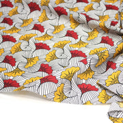 Tissu cotonnade motif WAX floral, fleurs rouges et jaunes - OEKO - TEX STANDARD 100 - tissuspipi.com