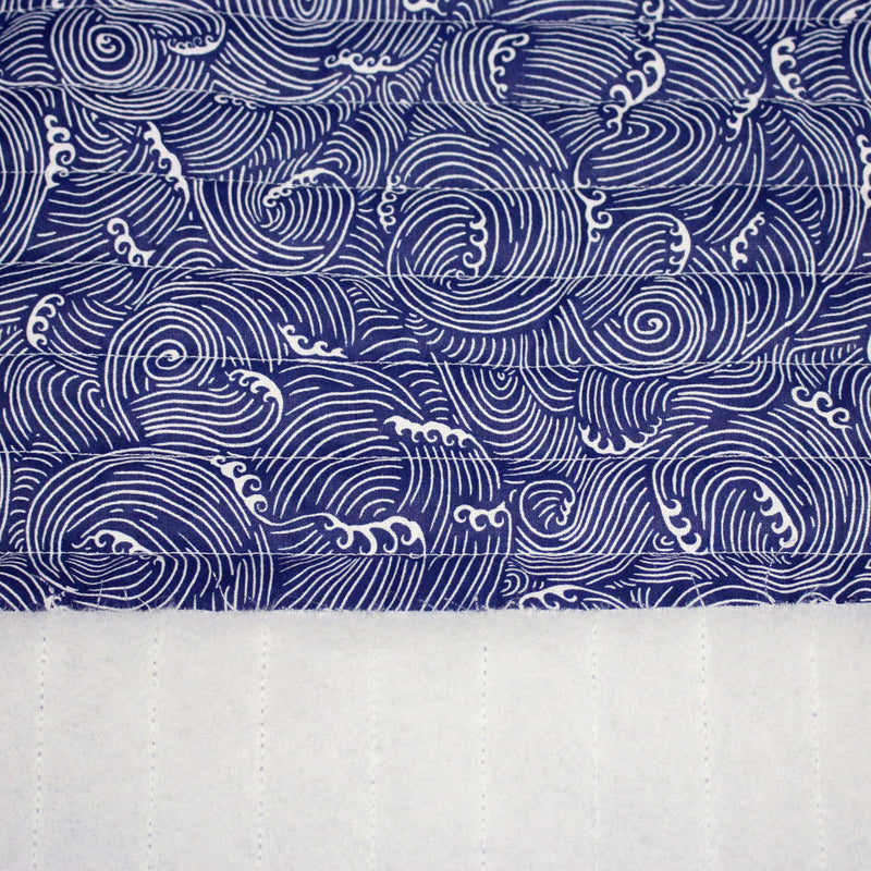 Tissu matelassé Vagues japonaises bleues & blanches, Hokusai - OEKO - TEX - tissuspipi.com