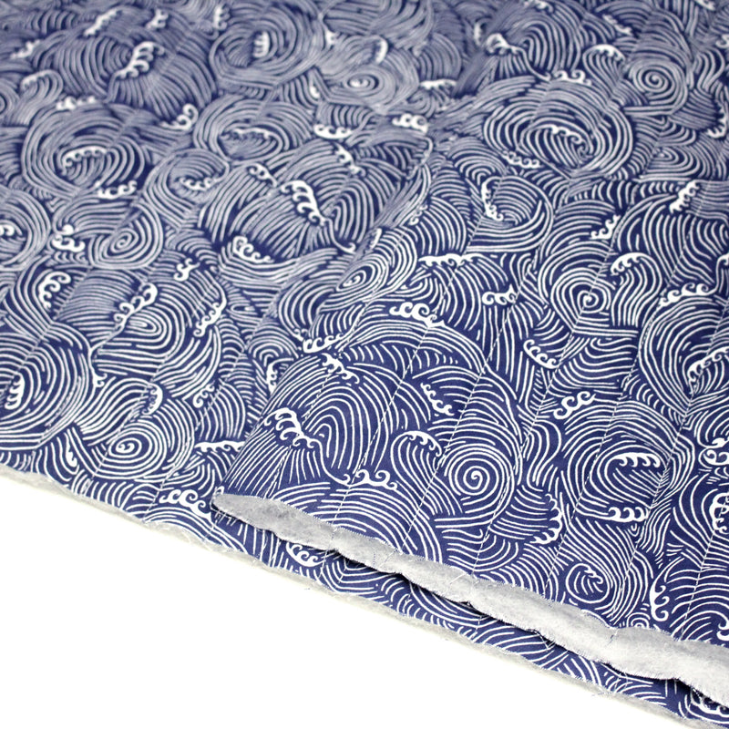 Tissu matelassé Vagues japonaises bleues & blanches, Hokusai - OEKO - TEX - tissuspipi.com