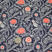 Tissu matelassé motif fleuri indien bleu roi & blanc - COLLECTION KALAMKARI - OEKO - TEX - tissuspipi.com