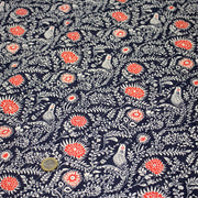 Tissu matelassé motif fleuri indien bleu roi & blanc - COLLECTION KALAMKARI - OEKO - TEX - tissuspipi.com