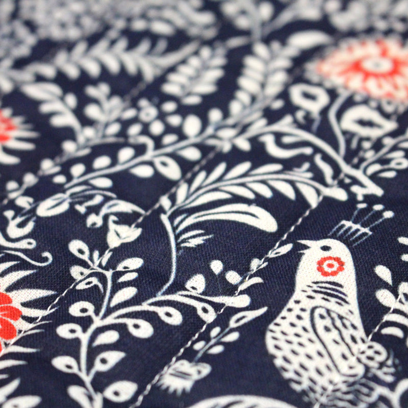 Tissu matelassé motif fleuri indien bleu roi & blanc - COLLECTION KALAMKARI - OEKO - TEX - tissuspipi.com