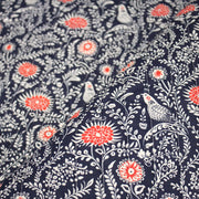 Tissu matelassé motif fleuri indien bleu roi & blanc - COLLECTION KALAMKARI - OEKO - TEX - tissuspipi.com