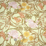Tissu cotonnade VICTOR au feuillage ART NOUVEAU multicolore, fond vert anis - OEKO - TEX STANDARD 100 - tissuspipi.com